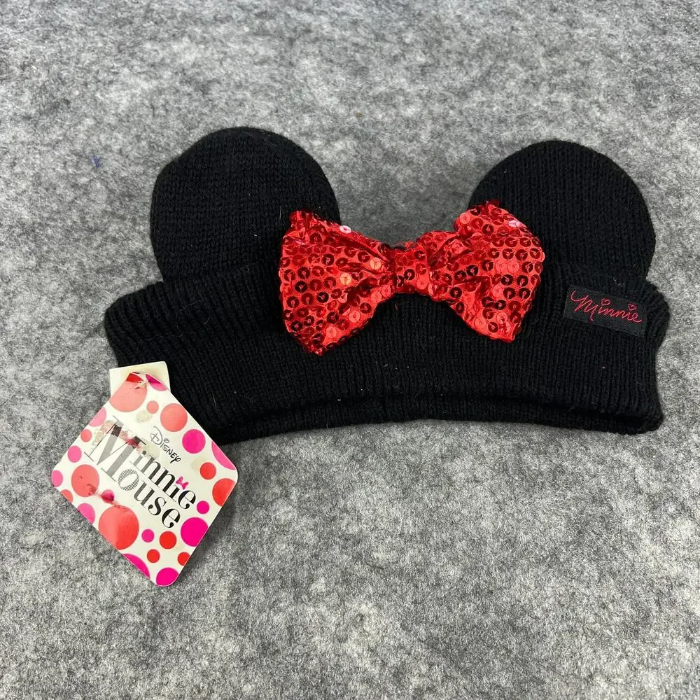Disney Minnie Mouse Ears Sequin Bow Tie Knit Head Band‎ Earmuffs NWT